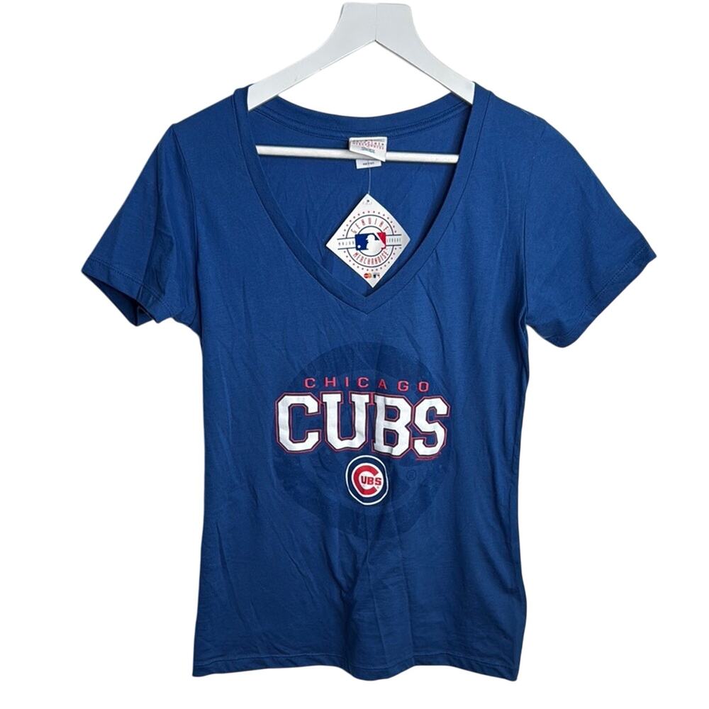 MLB Cubs Chicago Genuine Merchandise S/S V-Neck Shirt Graphic Logo W1660 Sz M